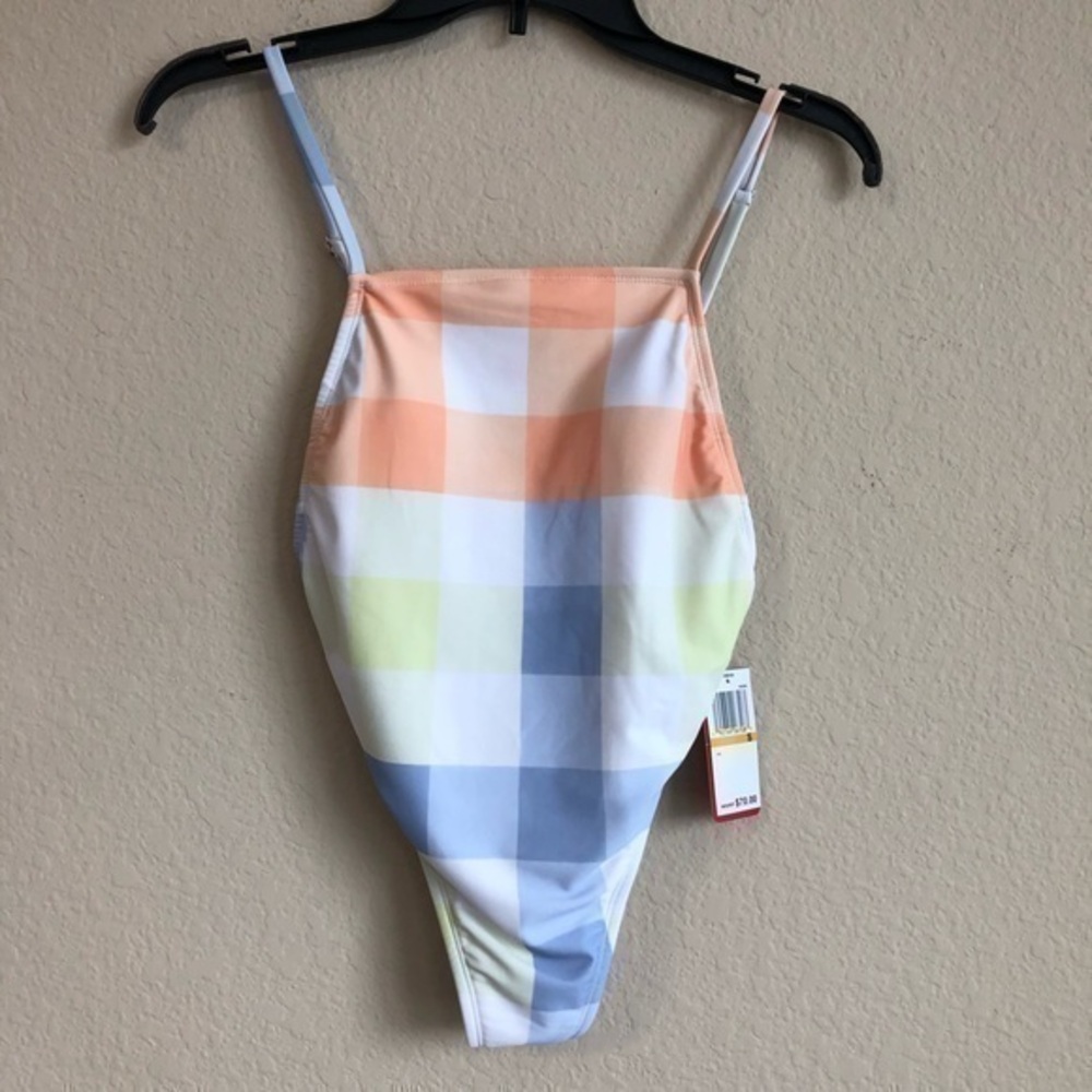 Gossip Swimsuit Check High Thigh One Piece Multicolored Plaid NWT